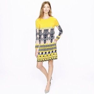 J. Crew yellow medallion paisley shift dress
